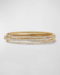 David Yurman 11mm 4-row Pave Crossover Bracelet With Diamonds And Gold - Natural