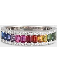 David Kord - 18k White Gold Ring With Multicolor Sapphires And Diamonds, Size 6.5 - Lyst