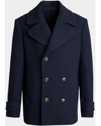 Balmain - Apos;S Boiled Wool Pea Coat - Lyst