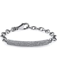 Sheryl Lowe - Oxidized Sterling Silver Bracelet With Diamond Bar Station - Lyst