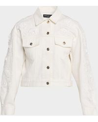 Generation Love - Lexia Lace Appliqué Denim Jacket - Lyst