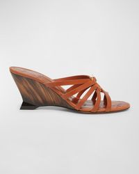 Ferragamo - Anemone Strappy Leather Wedge Sandals - Lyst