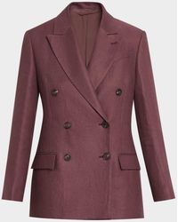 Brunello Cucinelli - Double-Breasted Linen Suit Jacket - Lyst