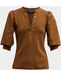 Veronica Beard - Coralee Puff Sleeve Button-Front Top - Lyst