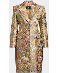 Etro - Metallic Lotus Jacquard Knee-Length Coat - Lyst