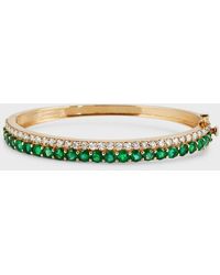 Siena Jewelry - 14k Yellow Gold Emerald Diamond Bangle Bracelet - Lyst