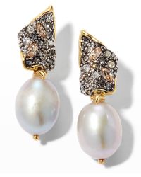 Alexis - Solanales Crystal Angled Post Drop Earrings With Pearls - Lyst