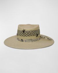 Gigi Burris Millinery - Merle Straw Fedora With Feather Accents - Lyst