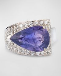 Alexander Laut - 18K Sapphire Pear And Diamond Ring, Size 6.5 - Lyst