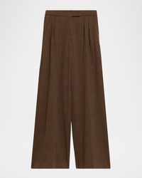 Max Mara - Ponza Check Wool Pleated Wide-Leg Pants - Lyst