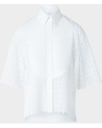 Akris Punto - Daisy Guipure Button-Down Plastron Blouse - Lyst