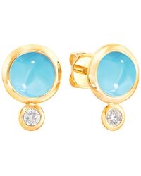 Tamara Comolli - Bouton 18k Yellow Gold Turquoise/diamond Post Earrings - Lyst