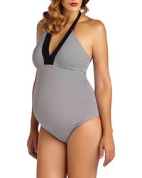Pez D'or - Maternity Textured One-Piece Halter Swimsuit - Lyst