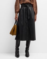 Brochu Walker - Teagan Belted Vegan Leather A-line Midi Skirt - Lyst