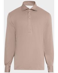 Brunello Cucinelli - Cotton Long-Sleeve Polo Shirt - Lyst