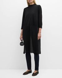 Eileen Fisher - Mock-Neck 3/4-Sleeve Silk Jersey Tunic - Lyst