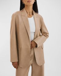 Lamarque - Quirina Relaxed-Fit Open-Front Leather Blazer - Lyst