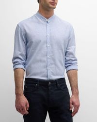 Emporio Armani - Nehru Linen-Cotton Casual Button-Down Shirt - Lyst