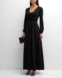 Emporio Armani - Deep V-Neck Shimmer Jersey Maxi Dress - Lyst