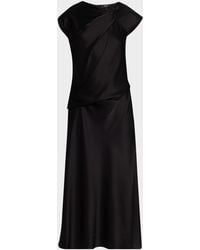 Theory - Satin Twist Bodice Dress - Lyst
