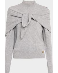 Oscar de la Renta - Mockneck Cashmere Knit Scarf Sweater - Lyst