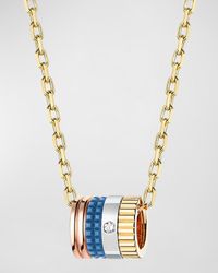 Boucheron - Tricolor Gold Quatre Blue Ceramic And Diamond Pendant Necklace - Lyst