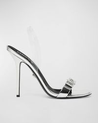 Versace - Gianni Ribbon Metallic Halter Sandals - Lyst