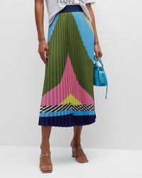 Le Superbe Pattern Pleated Midi Skirt - Multicolor