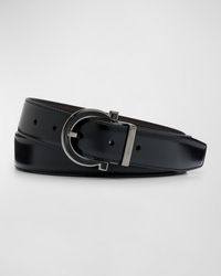 Ferragamo - Reversible Gancio-Buckle Leather Belt - Lyst
