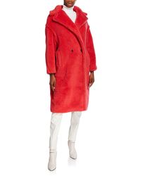 Max Mara Oversized Fuzzy Teddy-knit Coat, Coral - Pink