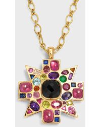 Verdura - 18k Black Spinel, Rubellite And Colored Stone Byzantine Pendant-brooch Necklace - Lyst