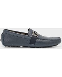 Fendi - Ff Logo-plaque Leather Loafers - Lyst