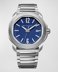 BVLGARI - 41mm Octo Roma Automatic Watch With Blue Dial - Lyst