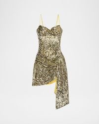 Area - Wrapped Sequin Mini Dress - Lyst