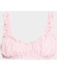 Jonathan Simkhai - Evander Ruched Gingham Seersucker Bikini Top - Lyst