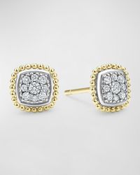 Lagos - Two Tone Caviar Diamond Stud Earrings - Lyst
