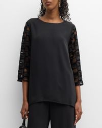 Caroline Rose - After Hours Embroidered Mesh-Inset Tunic - Lyst
