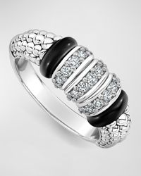 Lagos - Black Caviar Small 3-link Diamond Ring - Lyst