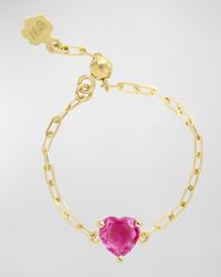 Stevie Wren - 18k Gold Turquoise Heart Adjustable Chain Ring - Lyst