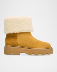 Moncler - Aurea Suede And Shearling Mid Ankle Boots - Lyst