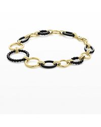 Lagos - 18k Gold Caviar Link Bracelet W/ Black Ceramic, Size 7" - Lyst
