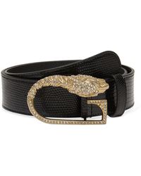 Gucci Leather Dionysus Crystal Tiger Head G Belt in Black - Lyst