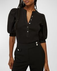 Veronica Beard - Coralee Puff Sleeve Button-Front Top - Lyst