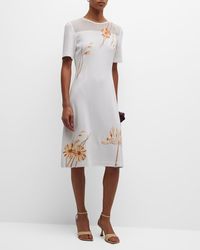 Misook - Floral-Embroidered A-Line Midi Dress - Lyst