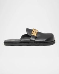 Moschino - Logo Faux-Leather Mules - Lyst
