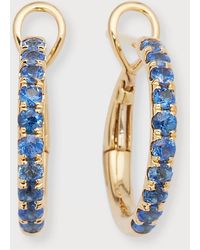 Frederic Sage - 18k Yellow Gold Small All Sapphire Polished Inner Hoop Earrings - Lyst