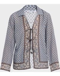 Veronica Beard - Eva Scarf-Print Tie Blouse - Lyst