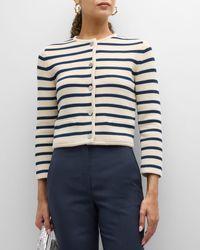 Theory - Waverly Cotton Stripe Cropped Jacket - Lyst