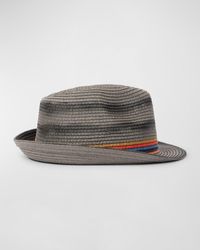 Paul Smith - Trilby Bright Stripe Straw Fedora Hat - Lyst