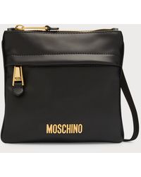 Moschino - Leather Crossbody Bag With Metal Logo - Lyst